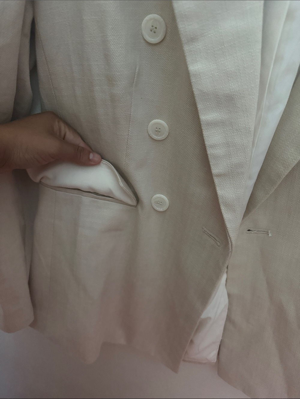 LOFT Cream Double-Breasted Tailored Blazer - Picture 5 of 5